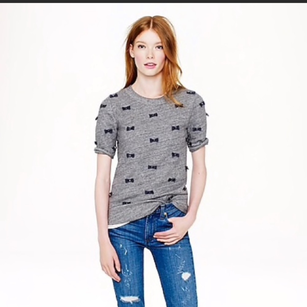 J. Crew Short Sleeved Sweatshirt with Bow Detail